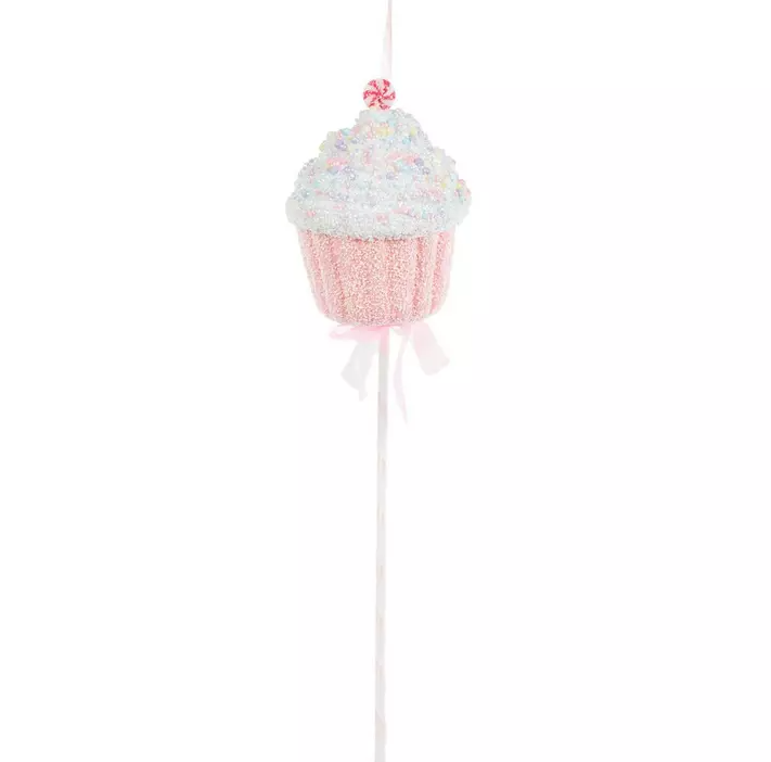 21.5" Sprinkled Cupcake Pick – Whimsical Christmas Tree Decoration & Holiday Accent