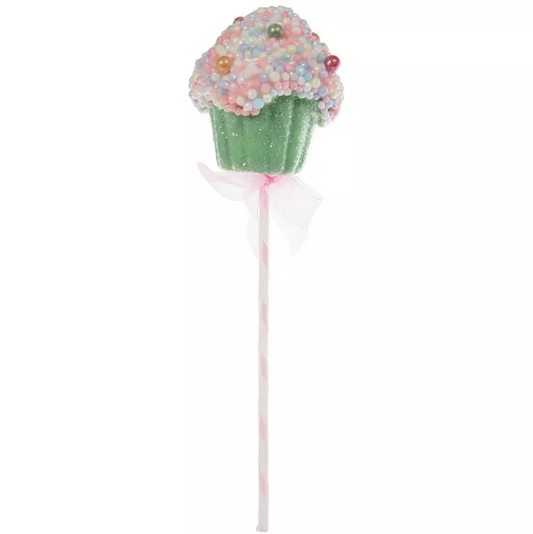 13.5" Sprinkled Cupcake Pick – Whimsical Christmas Tree Decoration & Holiday Accent