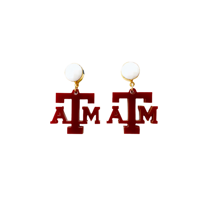 Texas A&M mini maroon Aggies logo earrings