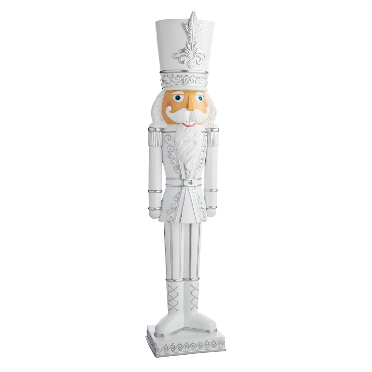 3.5' Silver and White Nutcracker  – Winter Holiday Décor with Frosted Finish