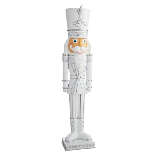 3.5' Silver and White Nutcracker  – Winter Holiday Décor with Frosted Finish
