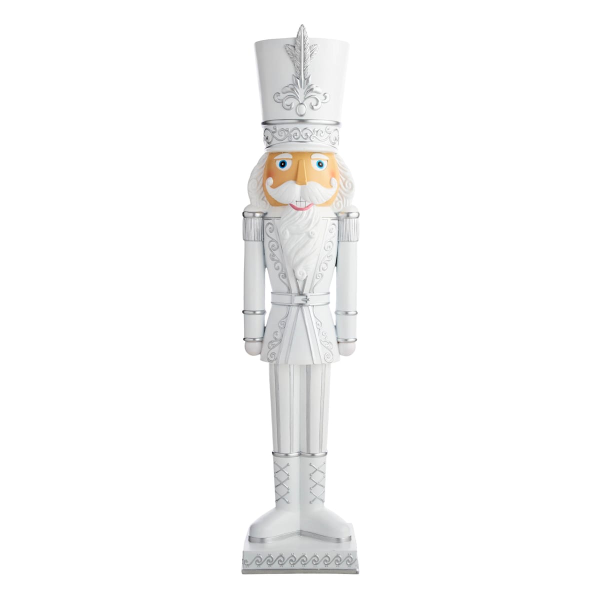 3.5' Silver and White Nutcracker  – Winter Holiday Décor with Frosted Finish