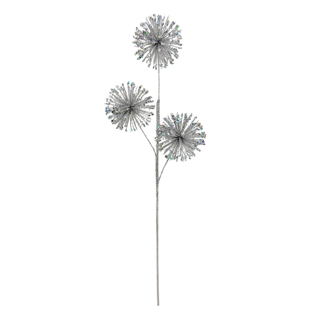26-inch Silver Christmas ball stem on white background