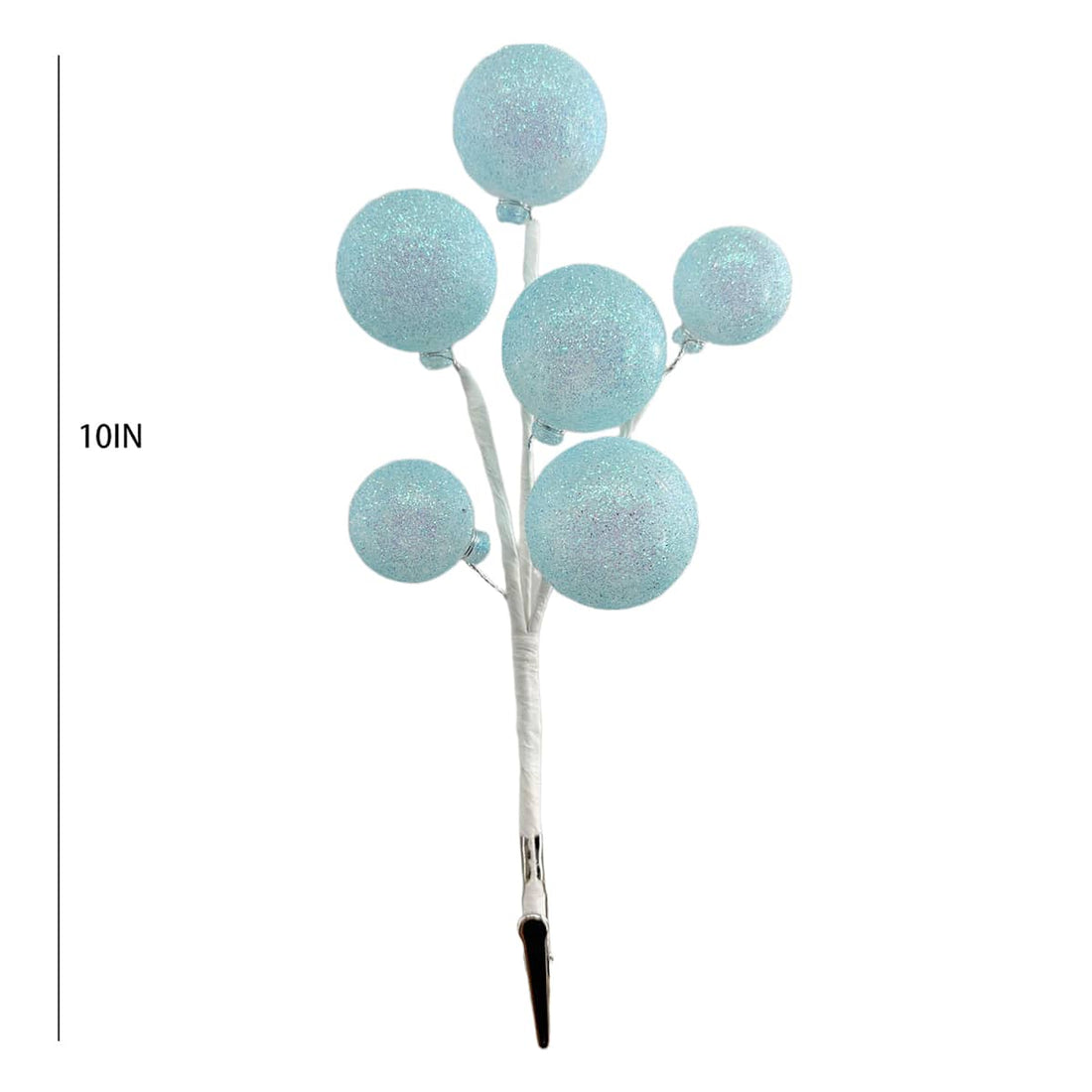 Blue glittered ball clip Christmas ornament, 10 inches