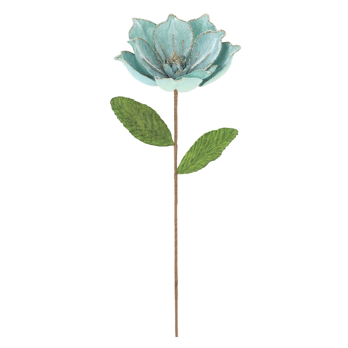 23.5″ Glitter Magnolia Stem –  Elegant Holiday Floral Pick