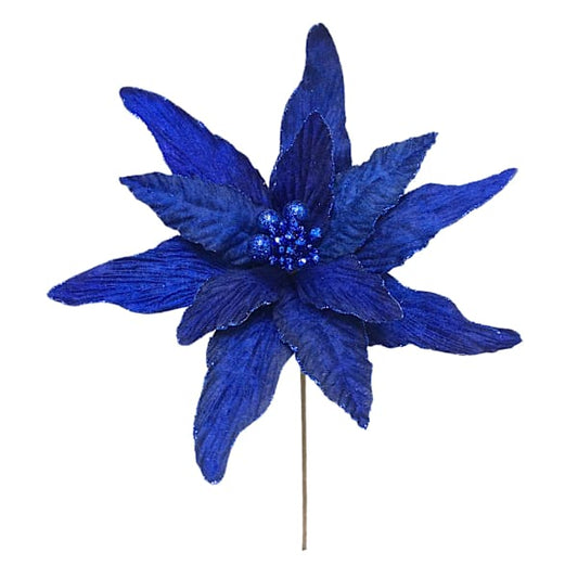 25″ Blue Velvet Poinsettia Pick – Elegant Christmas Flower Stem for Holiday Tree & Floral Arrangements (Copy)