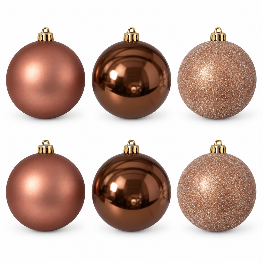 AI-enhanced white-background Large brown ornament finish detail; representative ornaments, see selected set count