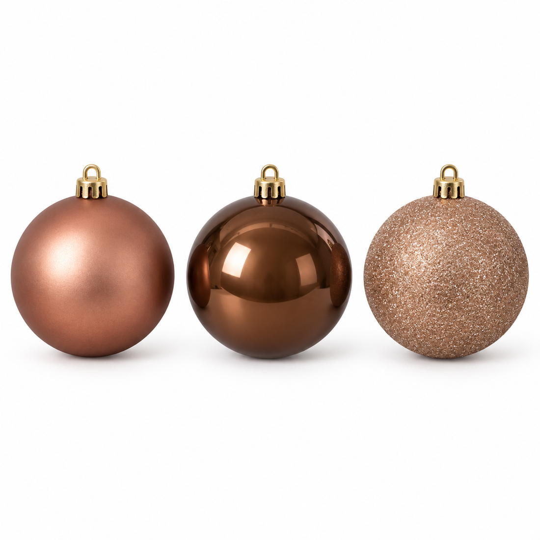 AI-enhanced white-background Medium brown ornament finish detail; representative ornaments, see selected set count