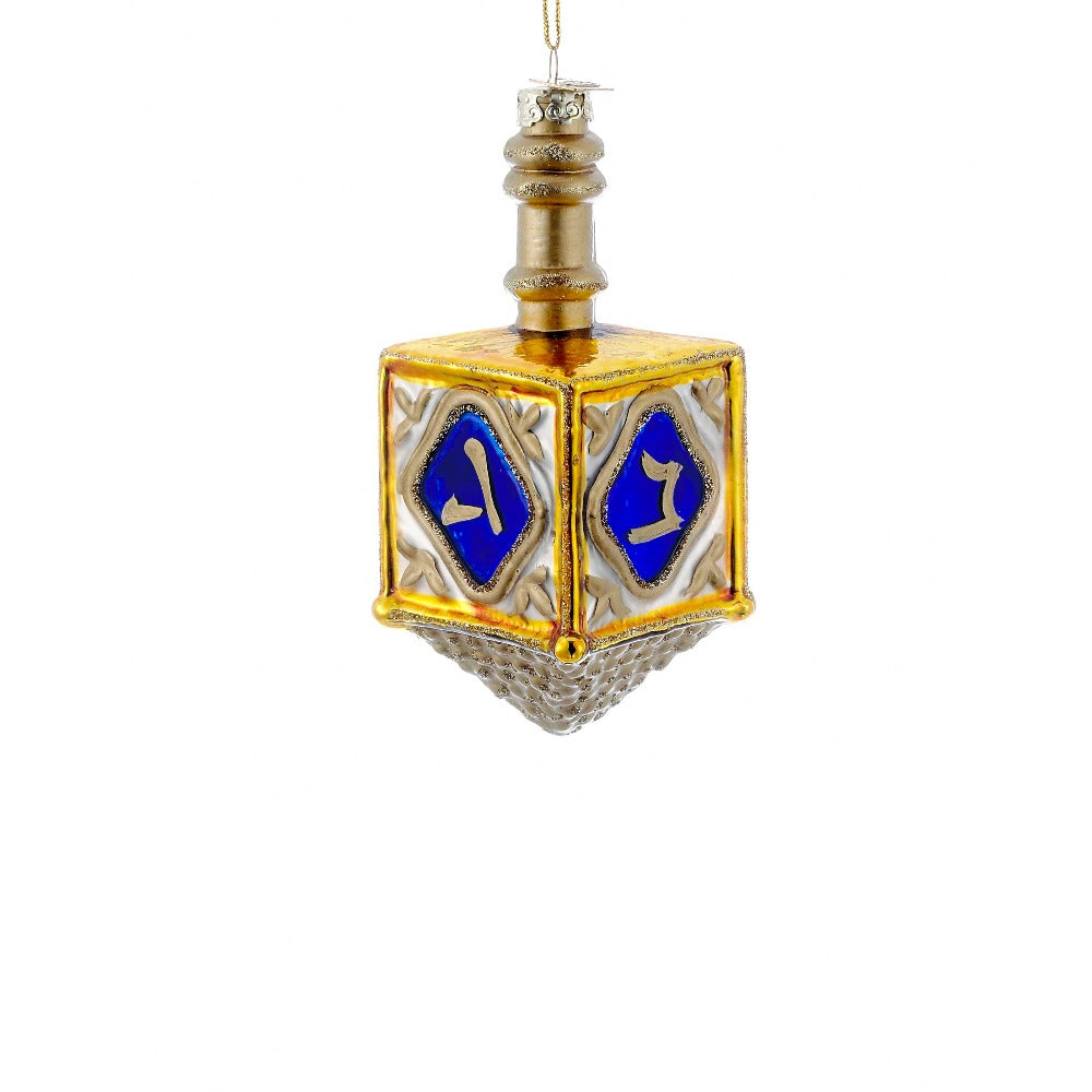 4-inch Jewish dreidel glass Hanukkah ornament