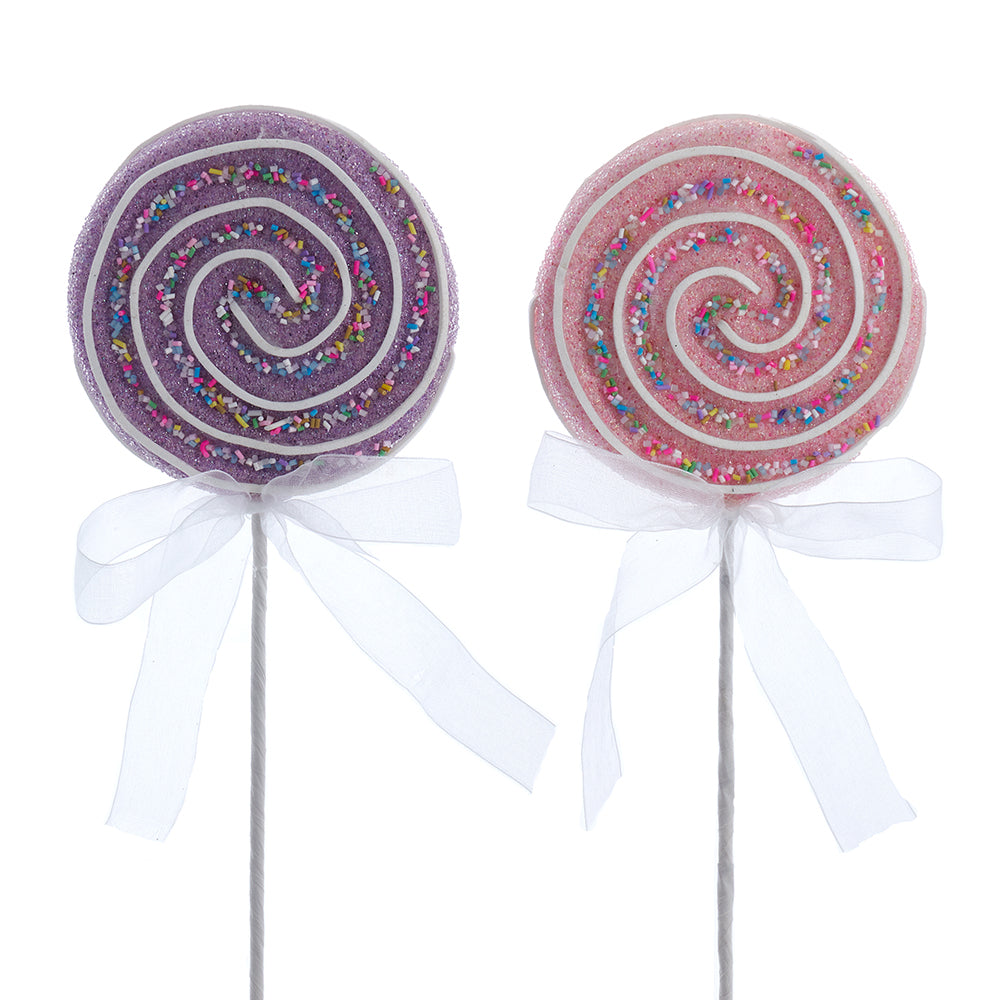 13.75-inch pink and purple lollipop Christmas picks