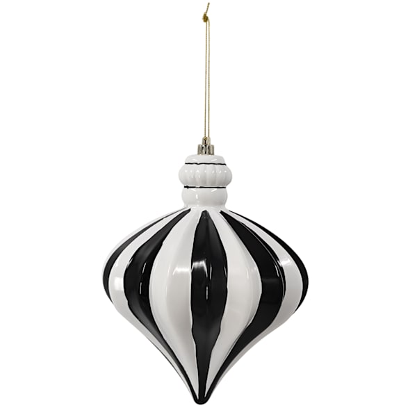 7" Ceramic Onion-Shaped Christmas Ornament, Black & White Holiday Accent