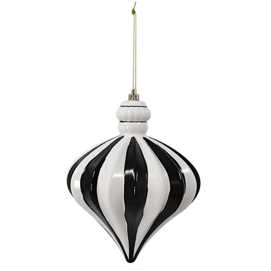 7" Ceramic Onion-Shaped Christmas Ornament, Black & White Holiday Accent