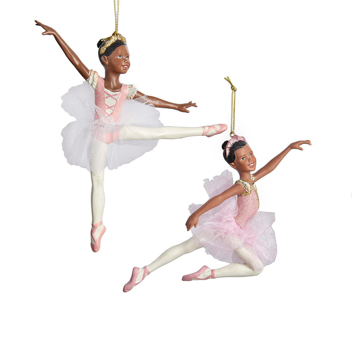 6.5" African American Ballerina Ornaments – Set of 2 – product image 1