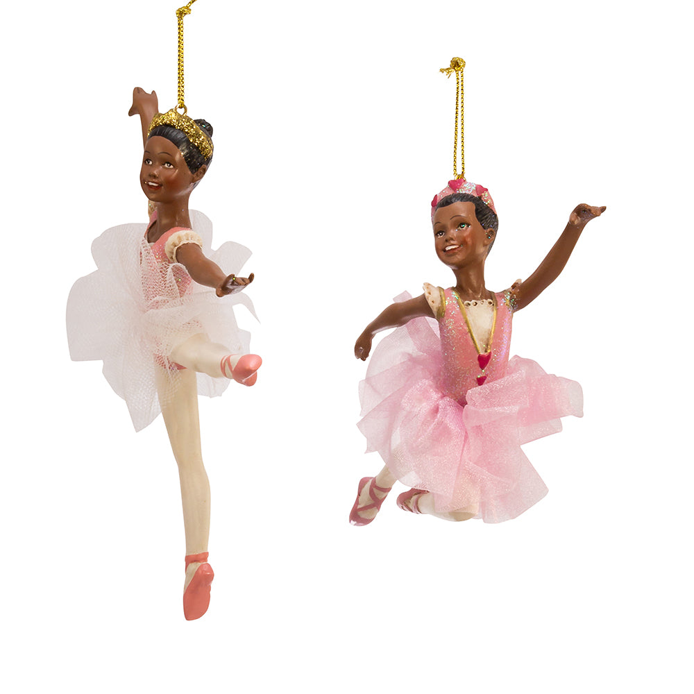 6.5" African American Ballerina Ornaments – Set of 2 – product image 3