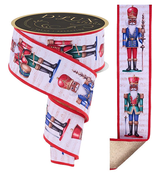 2.5" × 10-Yard African American Nutcracker w/Edge Christmas Ribbon