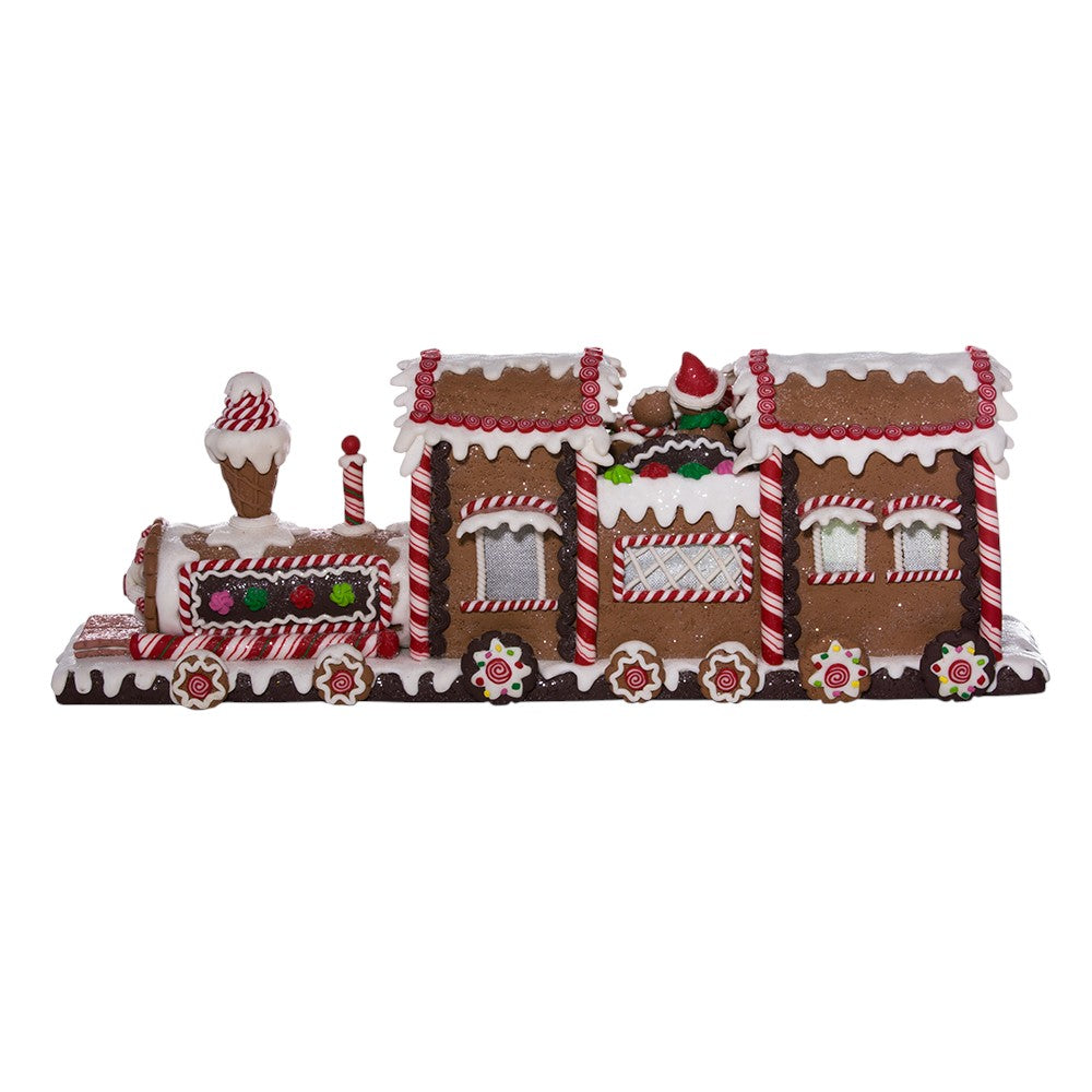 19.5" Lighted Gingerbread Train: Festive Christmas Decoration with Illuminated Details