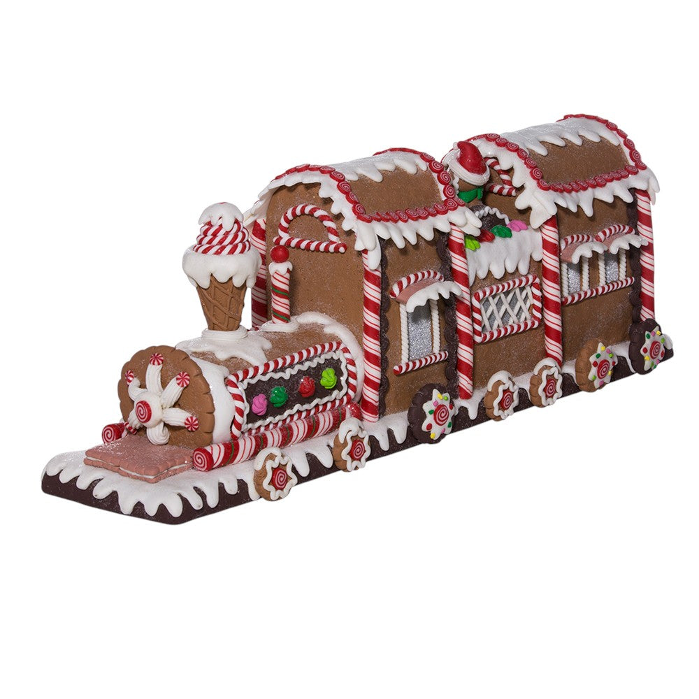 Lighted gingerbread train decorative detail