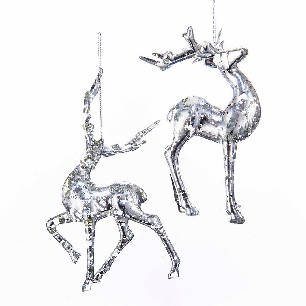 6-inch silver reindeer Christmas ornaments set of 2