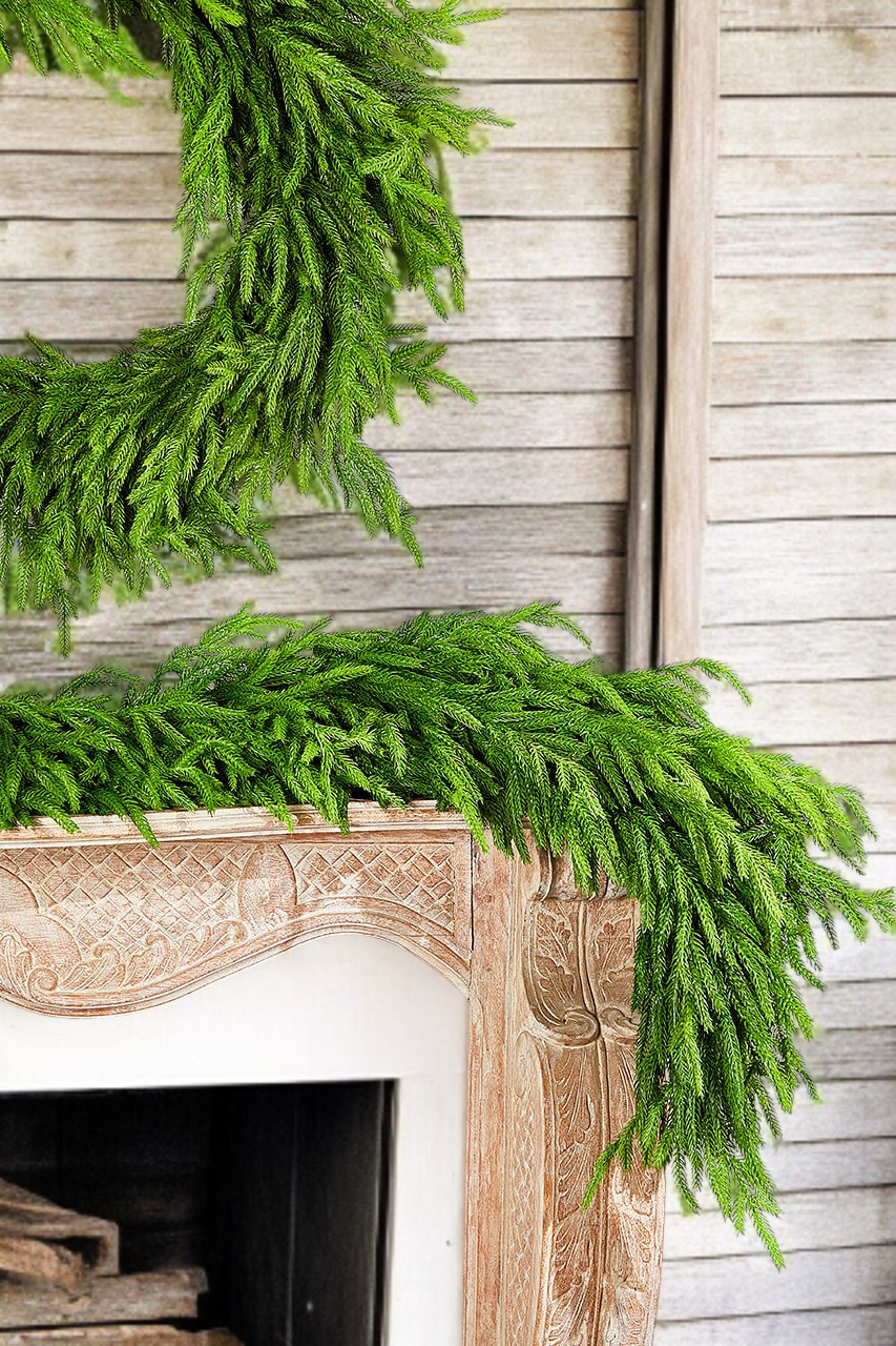 Afloral Real Touch Deluxe Norfolk Pine Garland - 96"