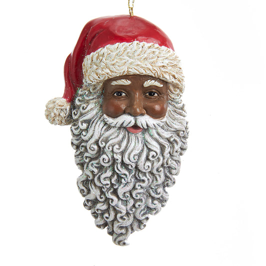 4.5" African American Santa Head Ornament – Festive Christmas Decoration