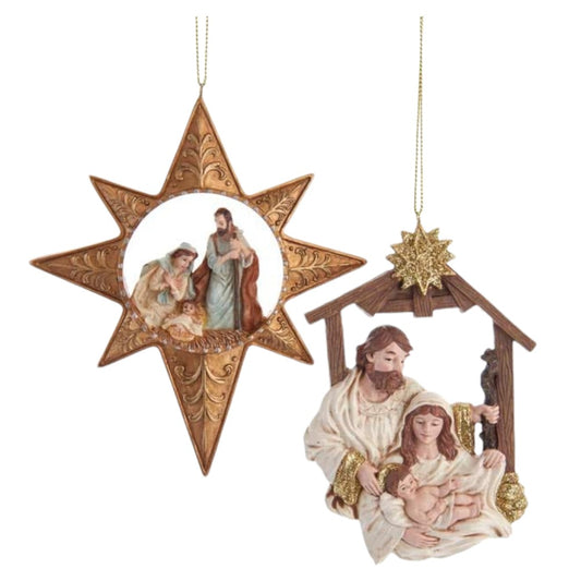 5.5” Nativity Holy Family Ornaments - Set of 2 Assorted Elegant Christmas Decorations