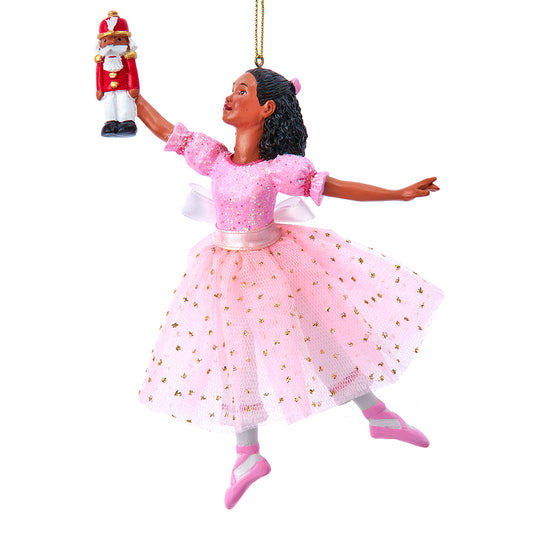 6.75" African American Clara Ballerina Ornament – Elegant Christmas Decoration