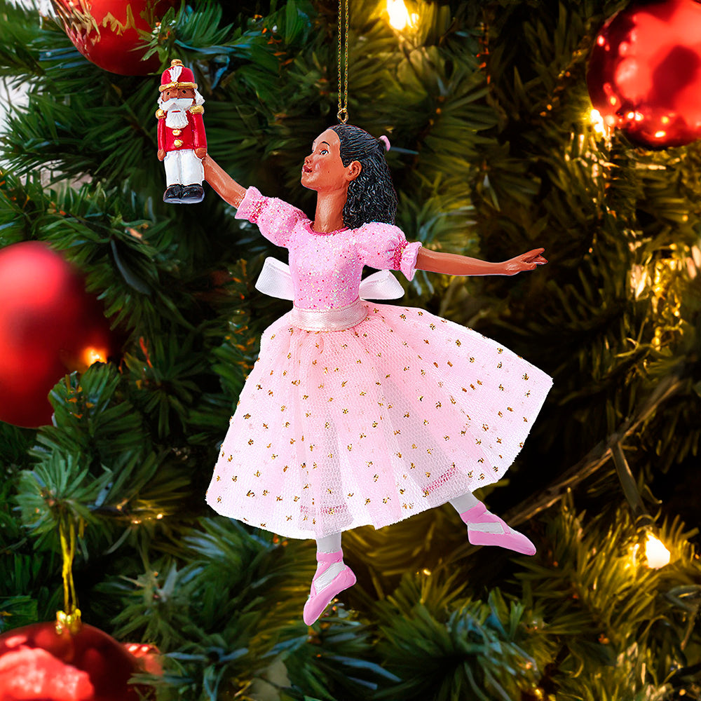 6.75" African American Clara Ballerina Christmas Ornament