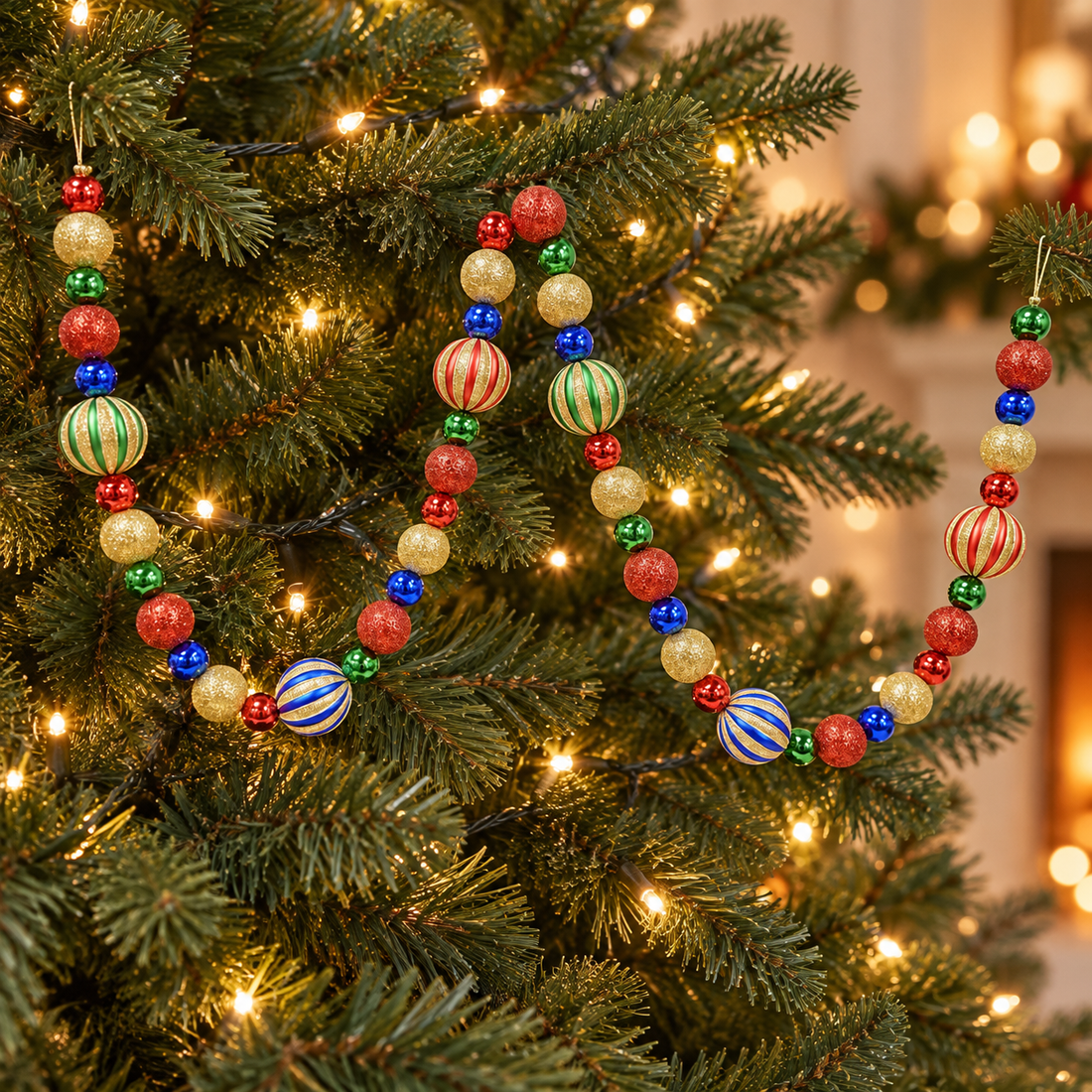 72" Shatterproof Christmas Ball Ornament Garland