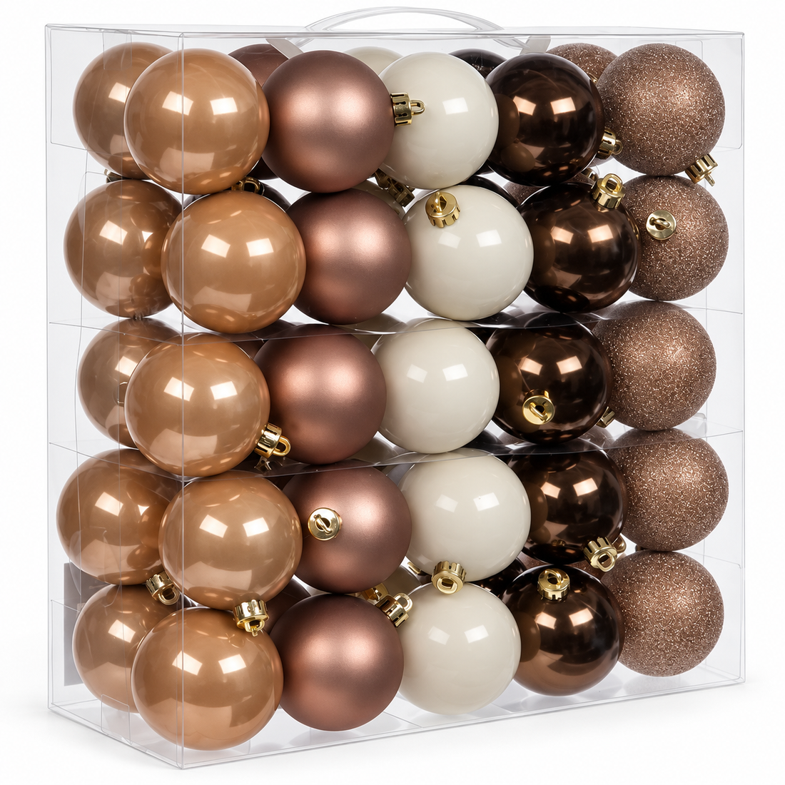 Brown Shatterproof Christmas Ball Ornament Sets – 4 Size Options