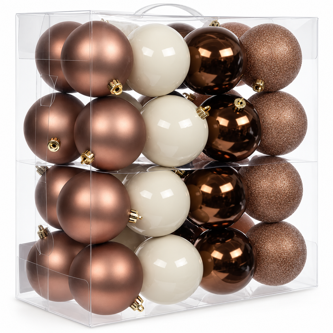 Brown Shatterproof Christmas Ball Ornament Sets – 4 Size Options