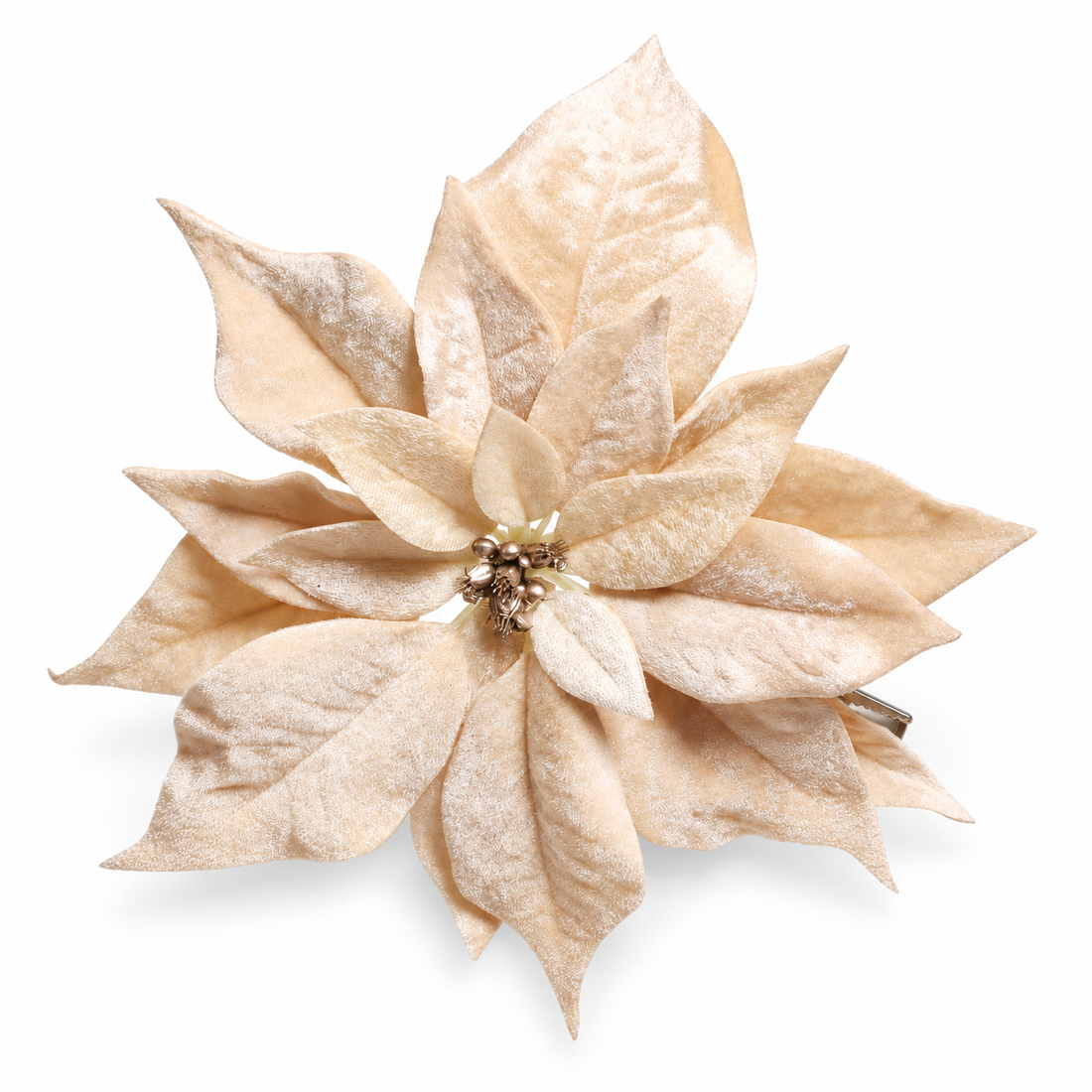 9" Metallic Velvet Poinsettia Christmas Tree Clip