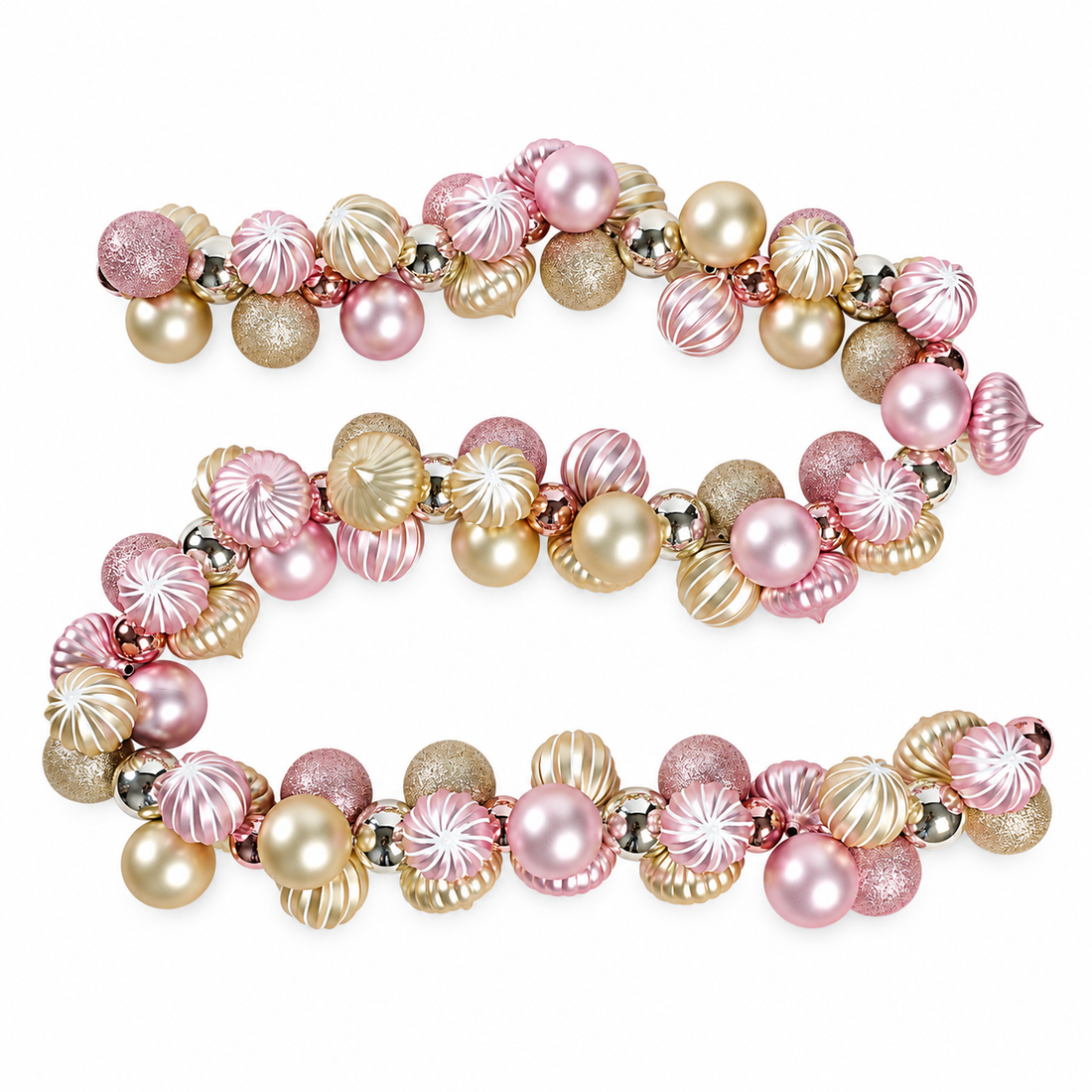 6FT-Pink & Champagne Christmas Ornament Garland