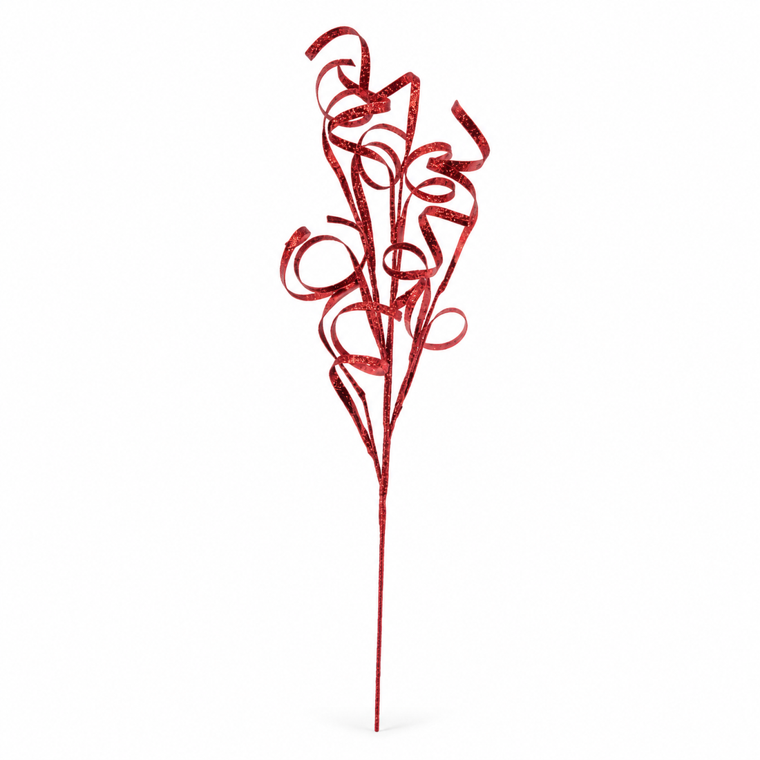 35-Inch Glitter Curly Christmas Tree Stem Pick – 8 Colors