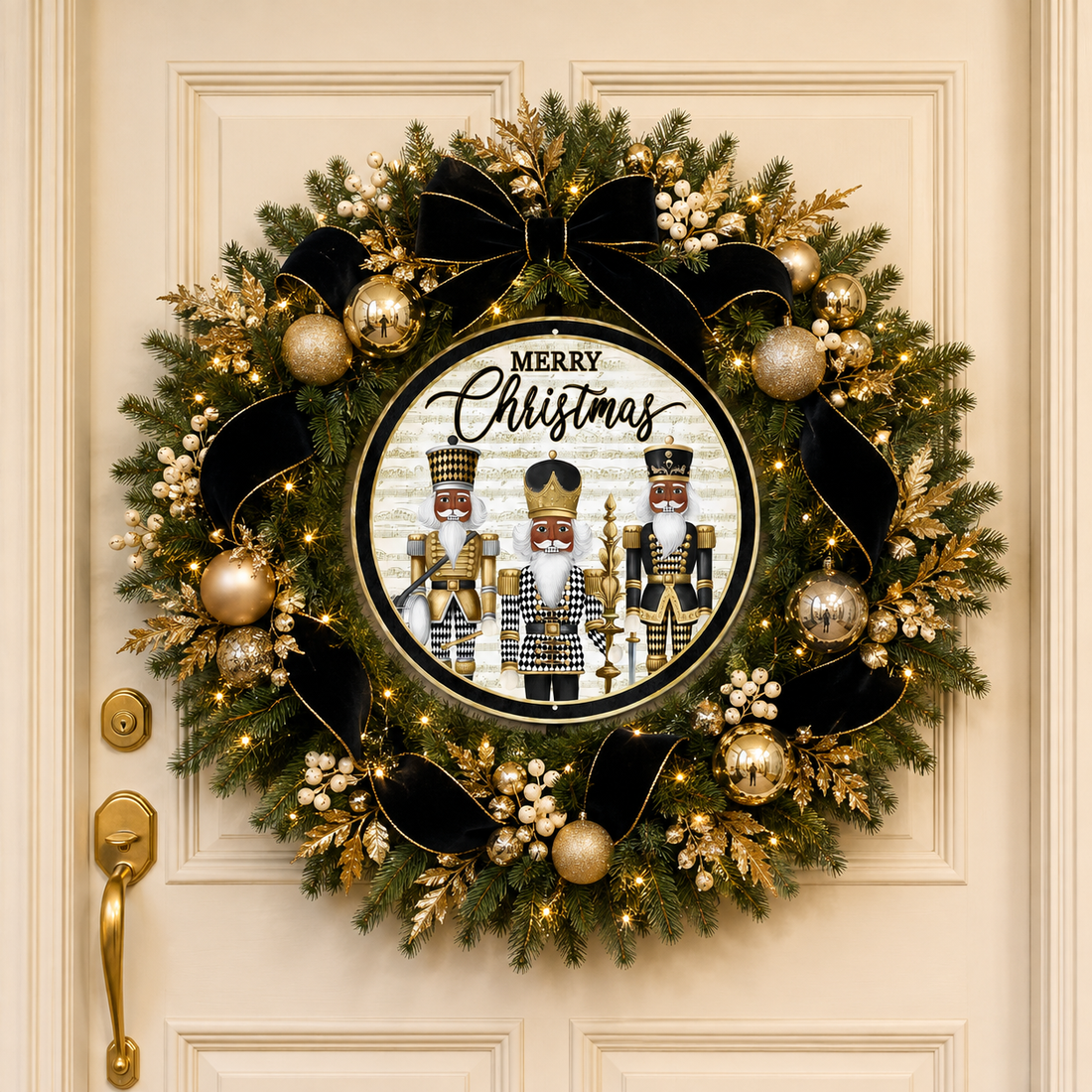 12" Merry Christmas Afrian American Harlequin Nutcracker Metal Sign