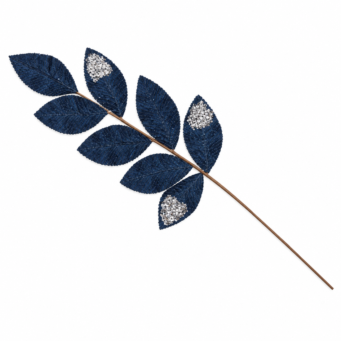 30" Blue & Silver Leaf Spray for Christmas Decorating
