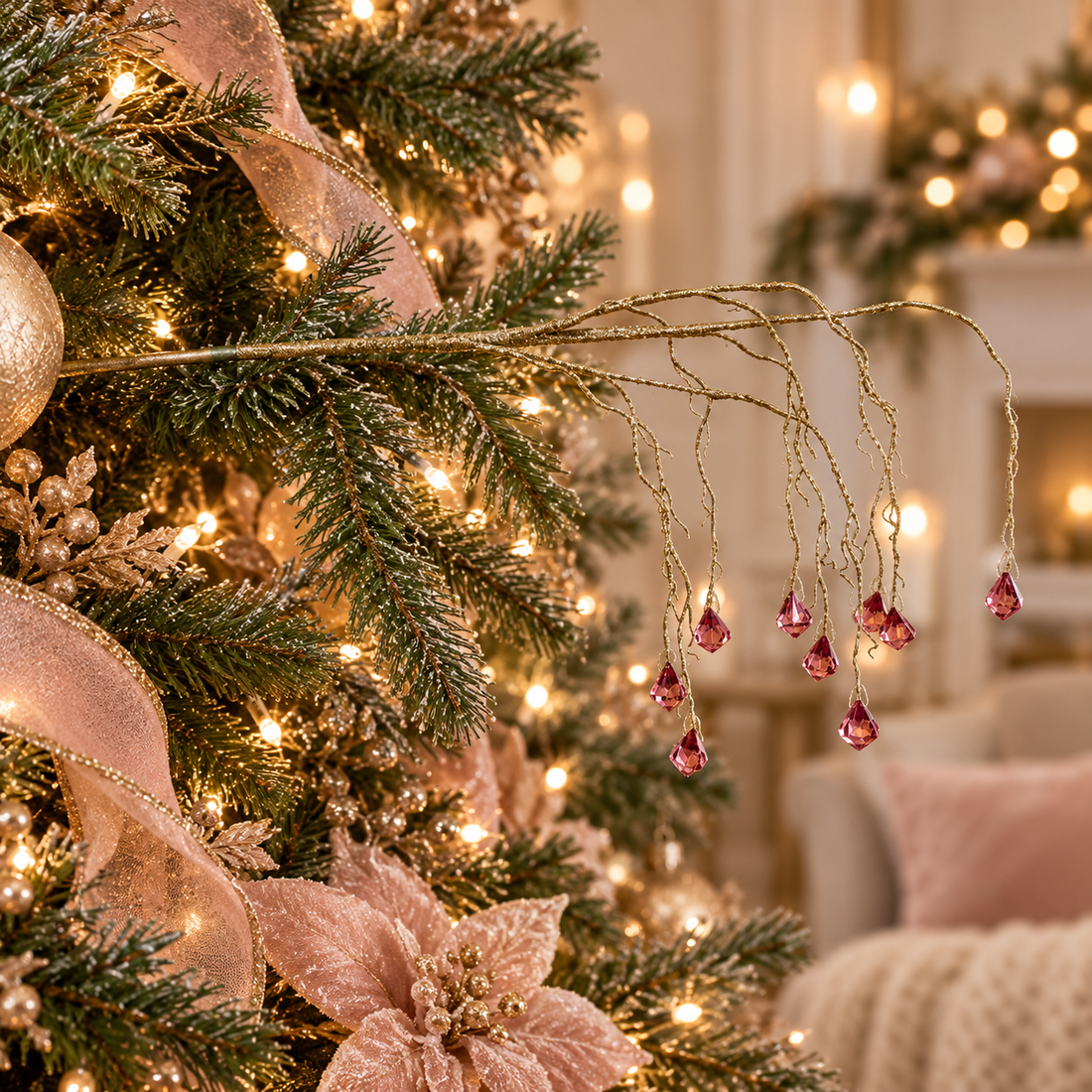 36" Gem Christmas Tree Stem with Hanging Crystal-Look Drops