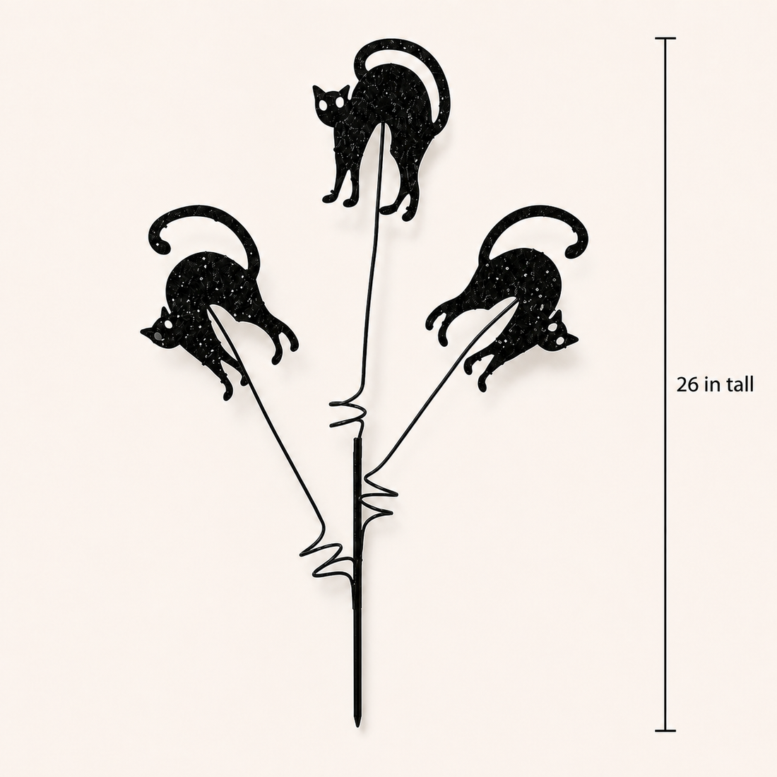 26" Black Cat Halloween Floral Stem Decoration