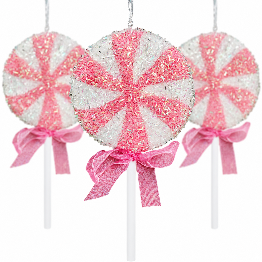 8" Pink Lollipop Ornaments