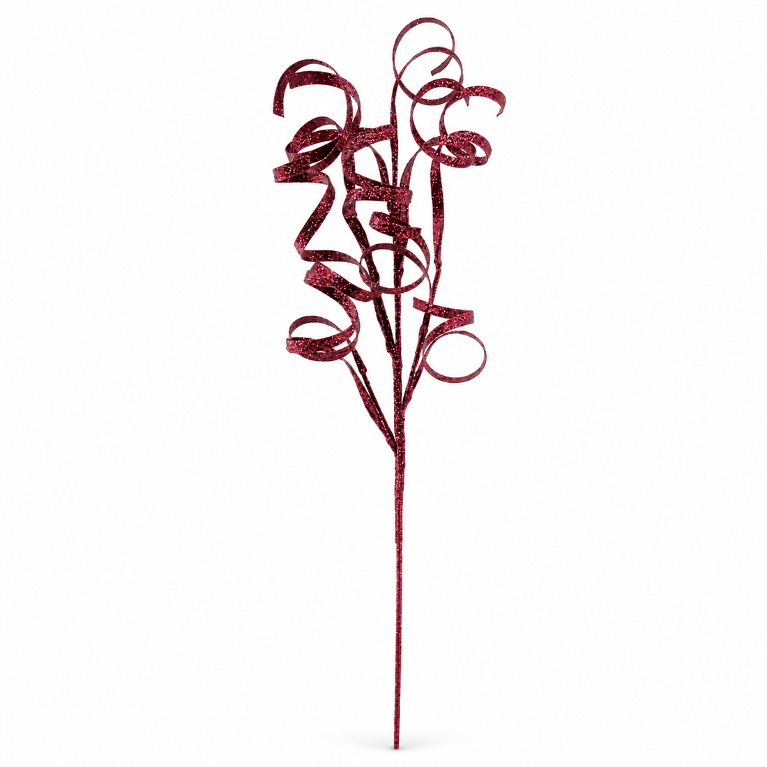 35-Inch Glitter Curly Christmas Tree Stem Pick – 8 Colors