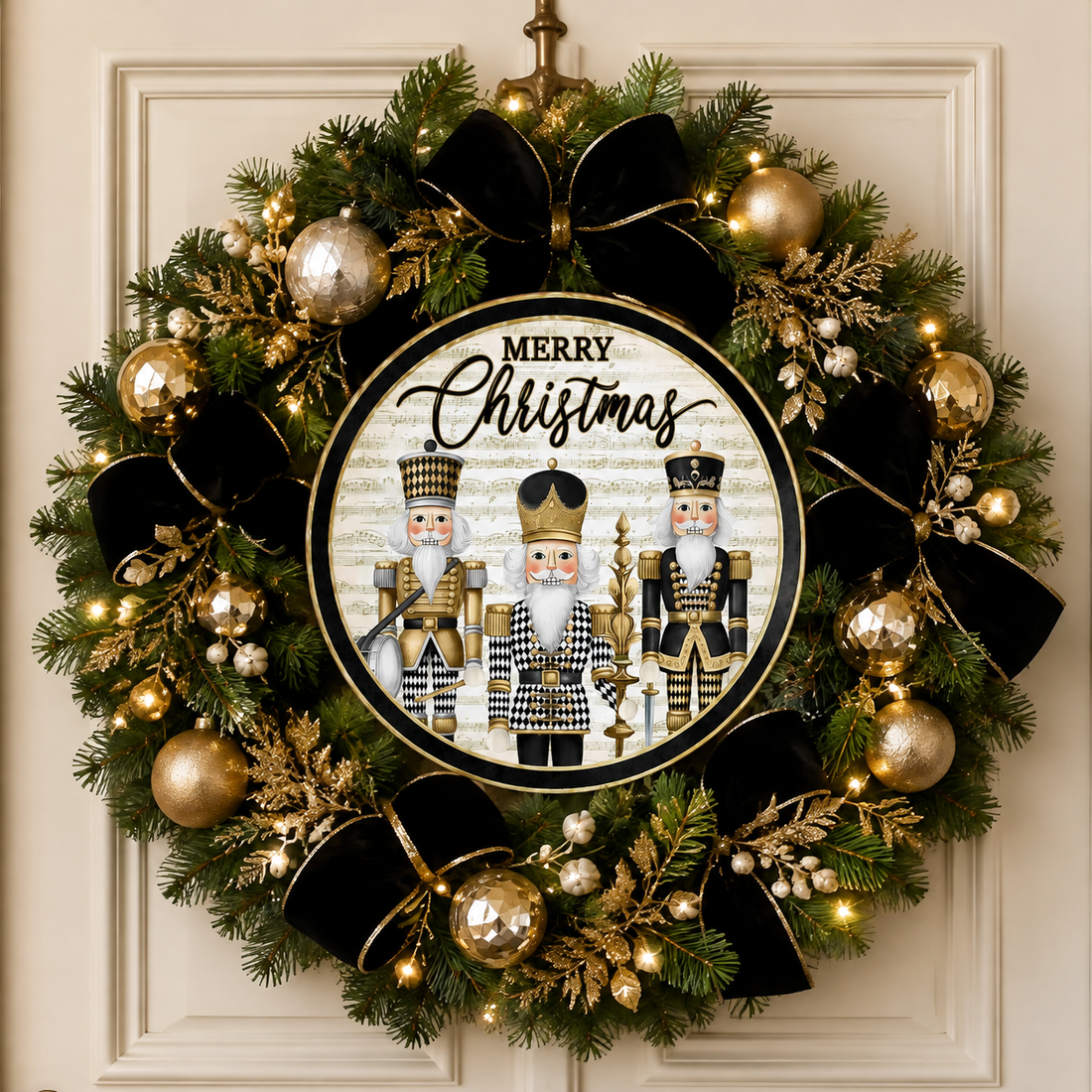 12" Merry Christmas Harlequin Nutcracker Metal Sign