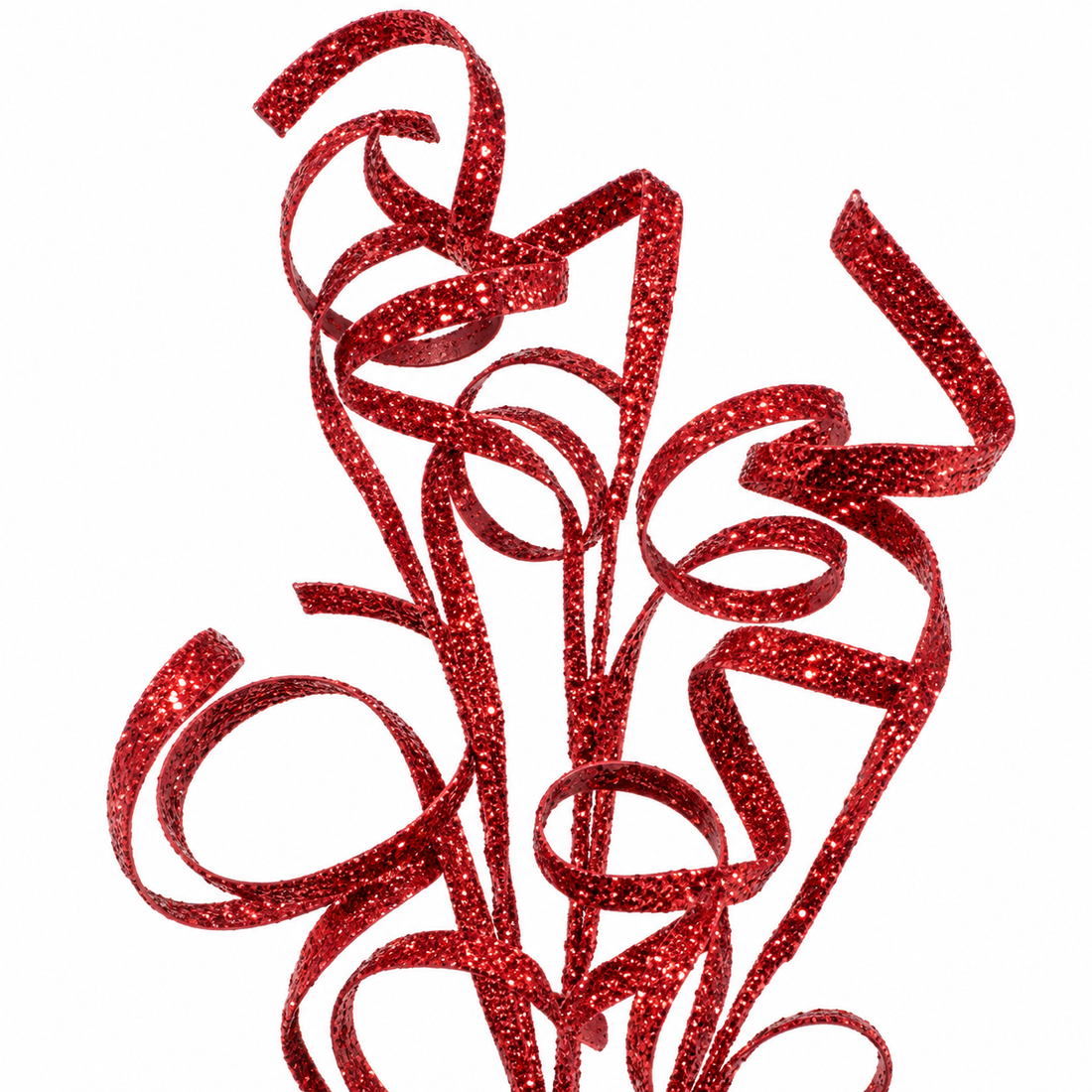35-Inch Glitter Curly Christmas Tree Stem Pick – 8 Colors
