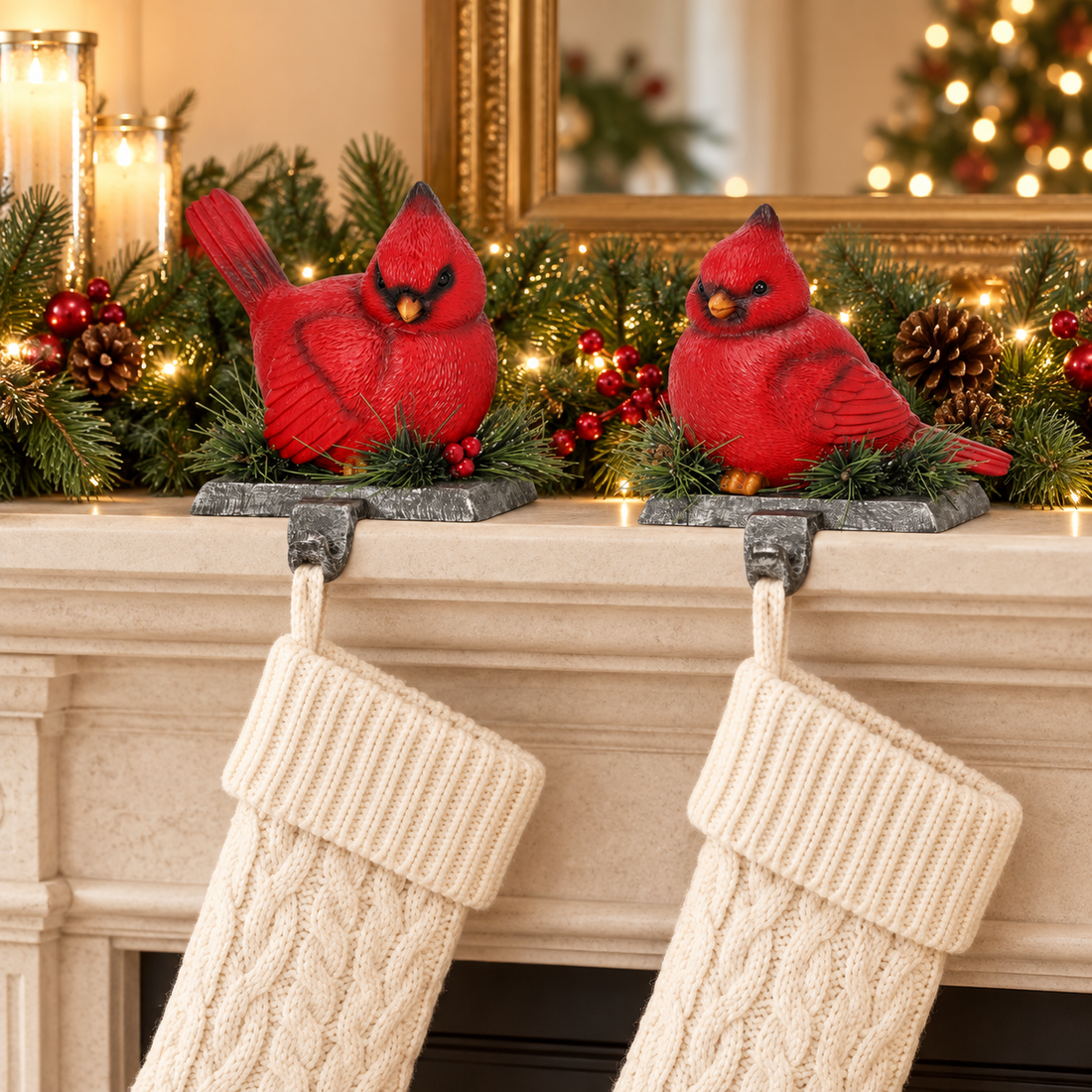 6" Resin Cardinal Stocking Holders – Set of 2