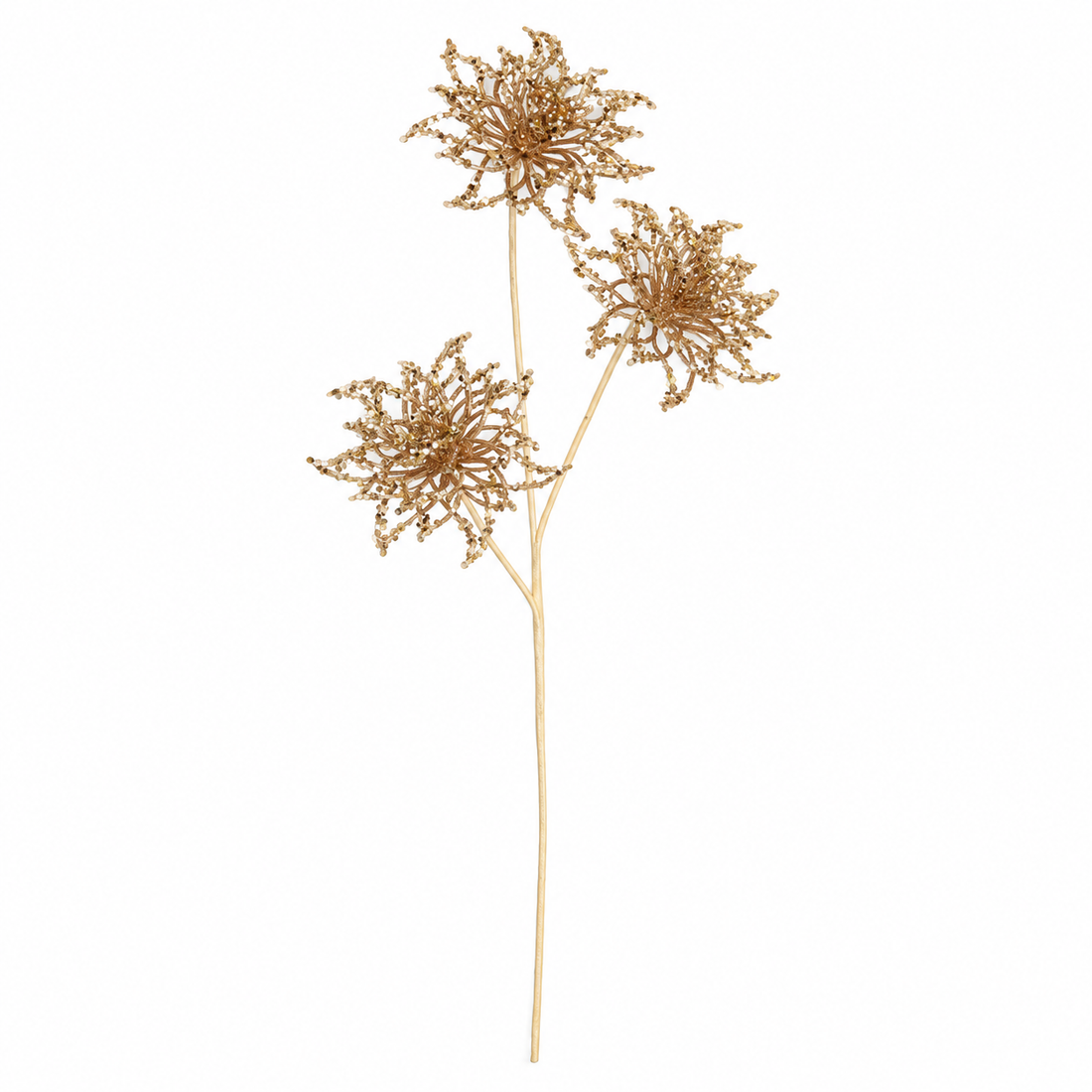 28" Gold Glitter Floral Christmas Spray with Three Blooms