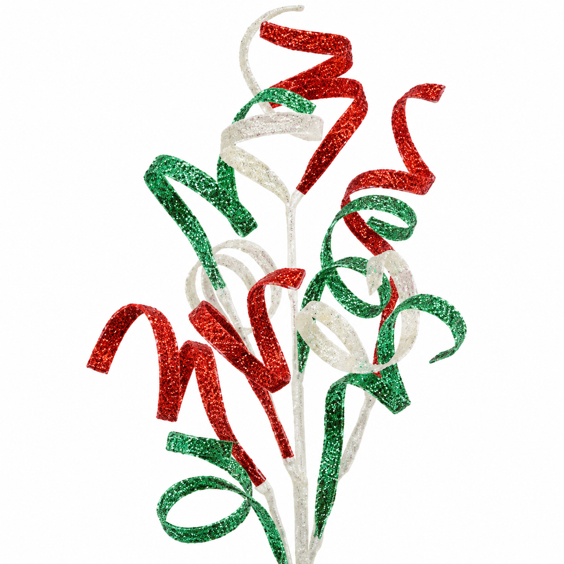 35-Inch Glitter Curly Christmas Tree Stem Pick – 8 Colors