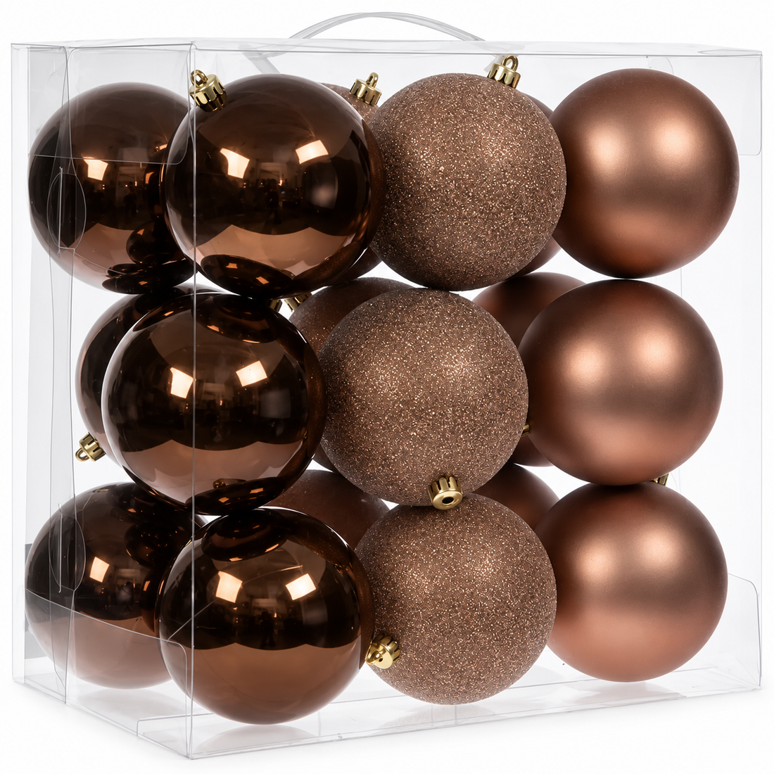 Brown Shatterproof Christmas Ball Ornament Sets – 4 Size Options