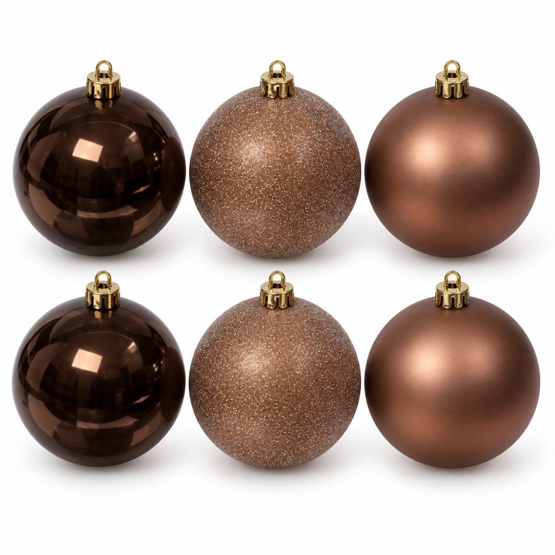Brown Shatterproof Christmas Ball Ornament Sets – 4 Size Options