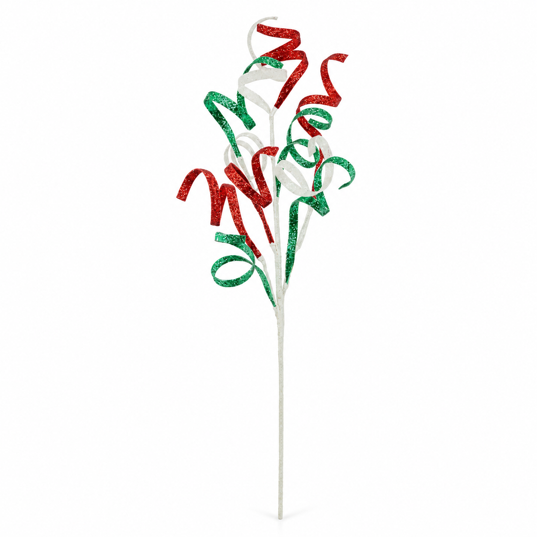 35-Inch Glitter Curly Christmas Tree Stem Pick – 8 Colors