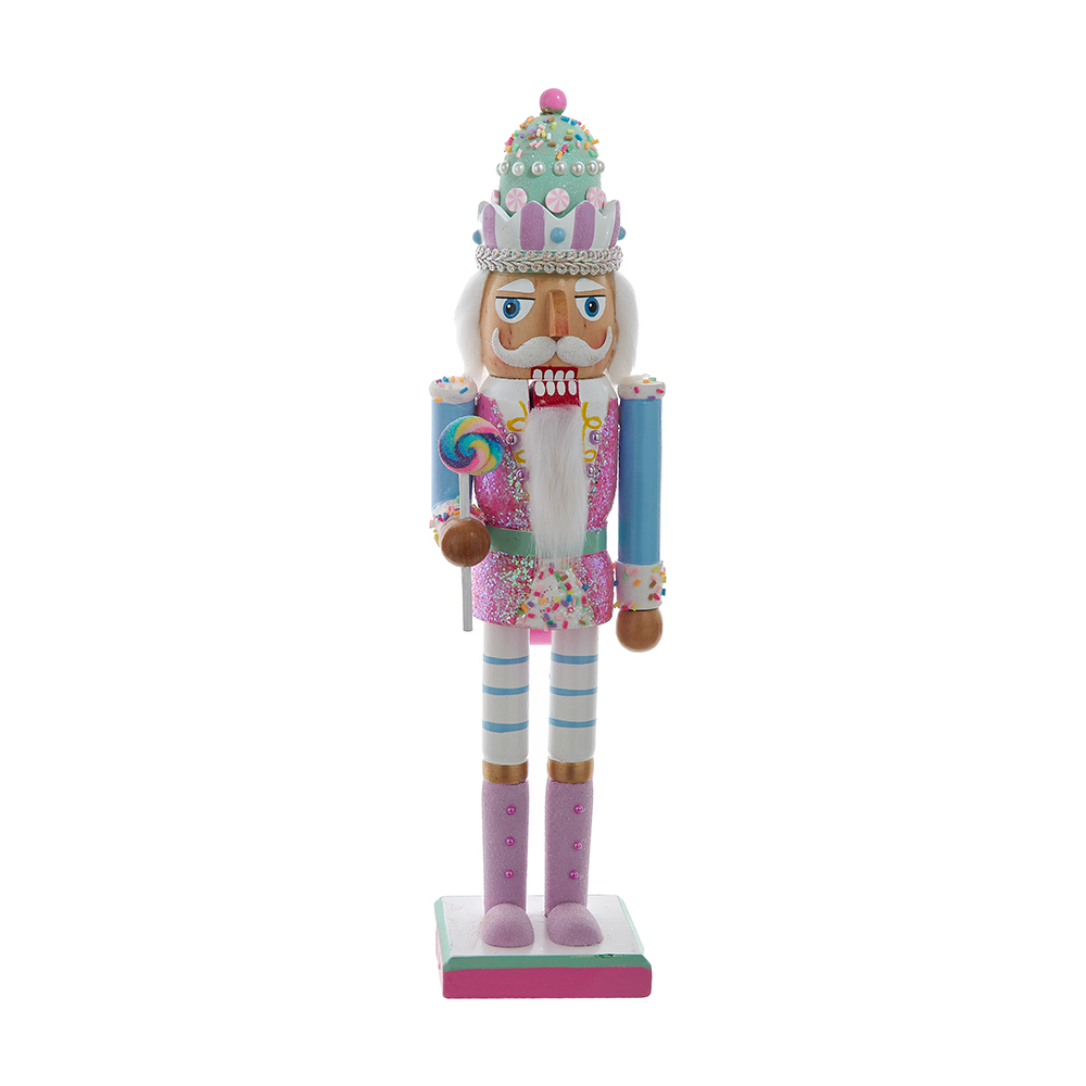 15" Candy Color Nutcracker – Pastel Wood Christmas Decoration