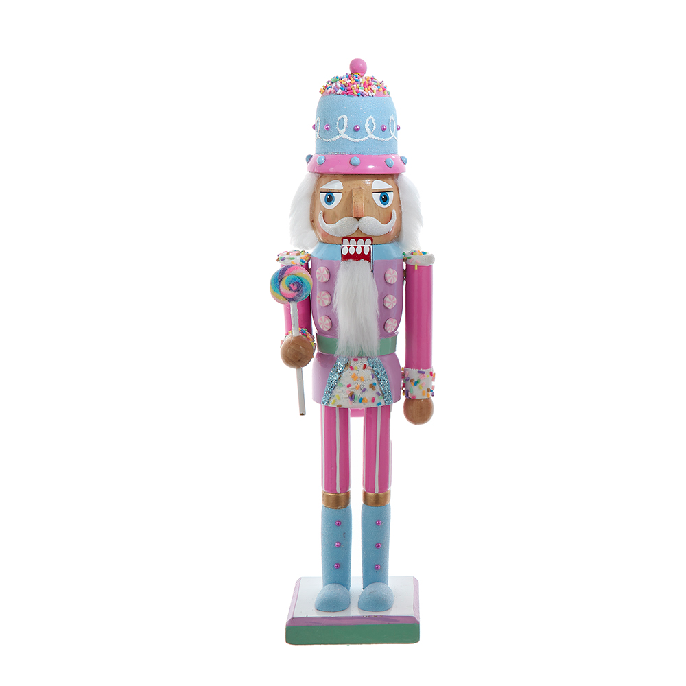 15" Candy Color Nutcracker – Pastel Wood Christmas Decoration