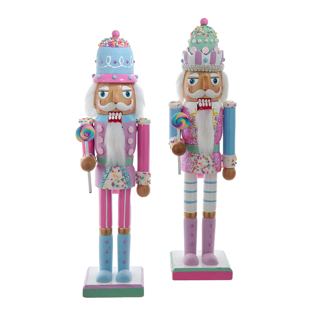 15" Candy Color Nutcracker – Pastel Wood Christmas Decoration